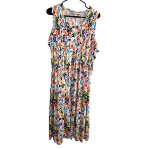 Woman Within Floral Sleeveless Dress Sz 1X Petite 22 Multicolor